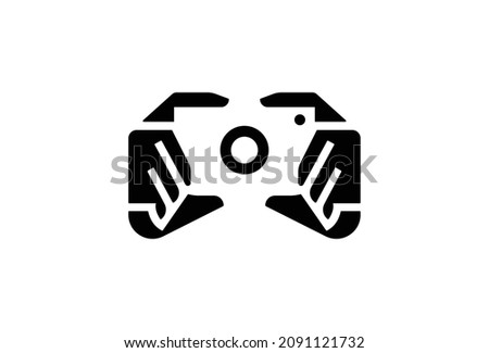 Photographer Minimal Symbol Design. Vector Logo Template. A smart logomark of two hands holding a DSLR camera in a negative effect. An emblem representing quality portrait, nature, wedding and other p