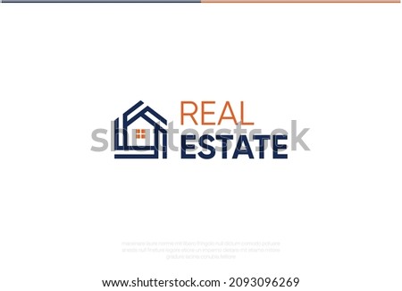 Real Estate Logo Design. Vector Logo Template. A modern and trendy house symbol with windows in the middle. Isolated property shape icon in two different colors. EPS10