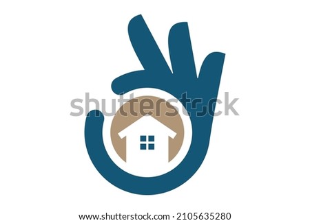 Best Real Estate Agency Logo Symbol Design. Vector Logo Template. A modern emblem of success hand gesture silhouette emblem and house icon. Isolated real estate realtor logo symbol of a residence.