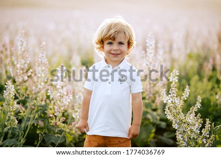 Similar – Image, Stock Photo Little boy with flower in the hands