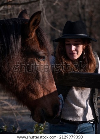 Image, Stock Photo Chestnut mare with broad blaze