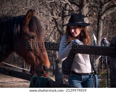 Similar – Image, Stock Photo Chestnut mare with broad blaze