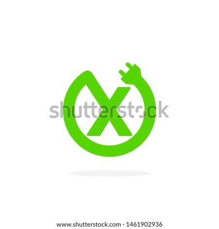 Electric Charging Vector Letter X. X Energy Cable Design Vector