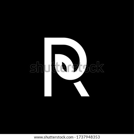 Black and White Vector Leaf Letter R. R Leafs Letter Design.