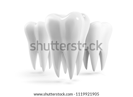 Realistic vector human tooth icon. Design template. Tooth isolated icon set. Healthy teeth 3d logo with white enamel and root. Dentistry, dental health care, dentist office, oral hygiene themes.