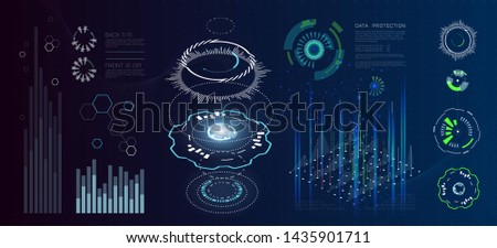 Technology futuristic modern user interface circle shapes. HUD elements. Futuristic Sci Fi Abstract Set. Futuristic blue virtual graphic touch user interface. Set of Circular Design Element.