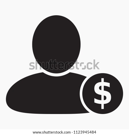Vector illustration of user earnings icon. User Icon with dollar symbol