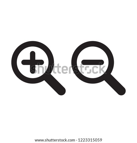 Zoom in and Zoom out magnifying glass icon vector