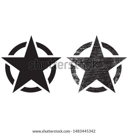 US army sign, Army star, war symbol, vector, Vintage retro grunge black star in circle on white background