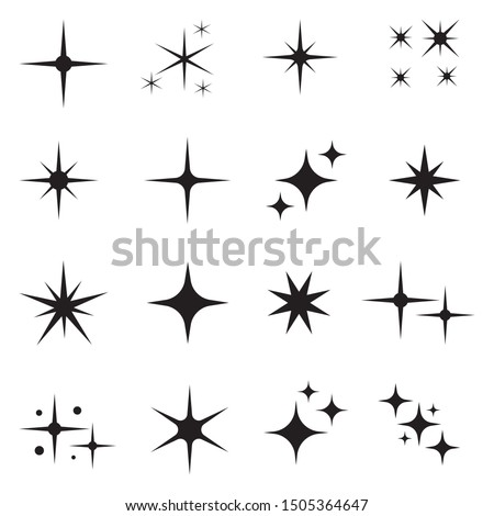 Star icons. Twinkling stars. Sparkles, shining burst. Christmas vector symbols isolated Сток-фото © 