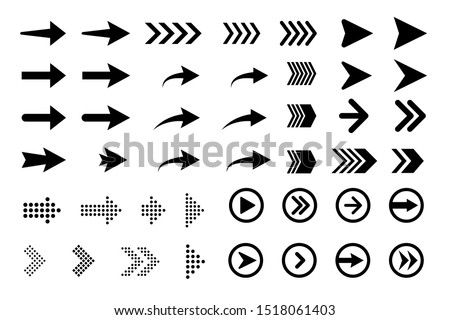 Set of new style black vector arrows isolated on white. Arrow vector icon. Arrows vector illustration collection