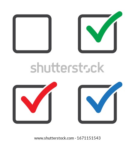 Checkbox set with blank and checked checkbox vector icon. Verify icon.