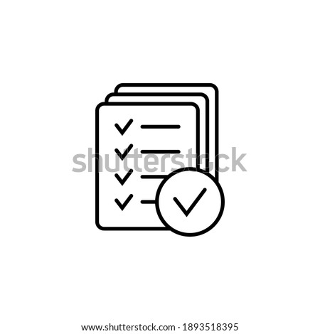 Thin line checklist, report icon on white background