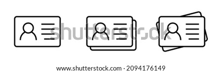 ID Card icon collection. Employee clerk card, driver license, Identification card, staff identification card symbol. Design for website and mobile app.