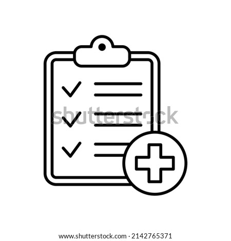 Medical checklist icon, medical report line vector icon.