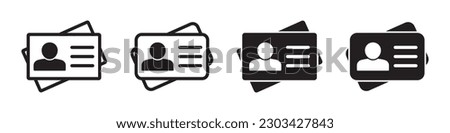 Id card icon. Id card badge icon. Identification card, driver's license icon. Vector illustration.