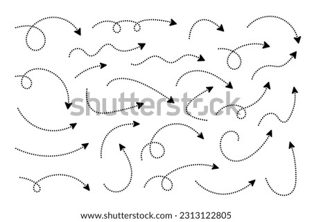 Curved dotted arrow. Zigzag arrow stripes design with dotted lines. Vector illustration.