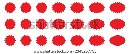 Set of red starburst, sunburst badges. Design elements - best for sale sticker, price tag, quality mark.