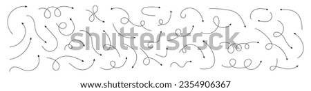 Thin curved dotted arrow. Zigzag arrow stripes design with dotted lines. Thin arrows. Vector illustration.