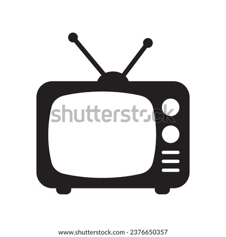 Retro TV icon in flat style, black and white retro TV icon, Vector illustration of Retro TV icon for you design.