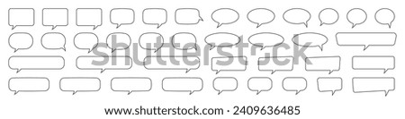 Speech bubble, speech balloon, chat bubble line art vector icon for apps and websites. Set of hand drawn speech bubbles.