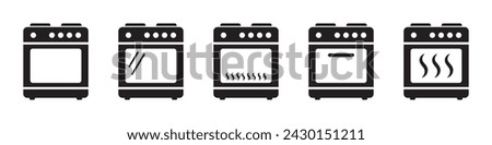 Stove oven icon, vector gas stove. Kitchen cooking appliance. Vector illustration.