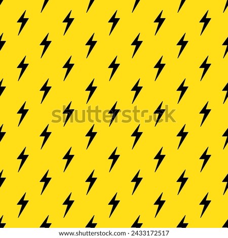 Lightning bolts Seamless Pattern. Yellow and Black repeating background.