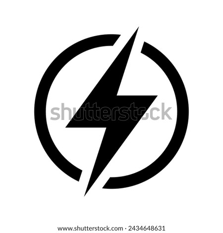 Lightning, electric power vector icon. Energy and thunder electricity symbol. Lightning bolt sign in the circle.