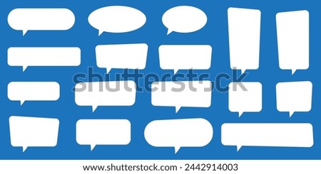 Set of speech bubbles. Speak bubble text, cartoon chatting box, message box. Blank empty white speech bubbles.