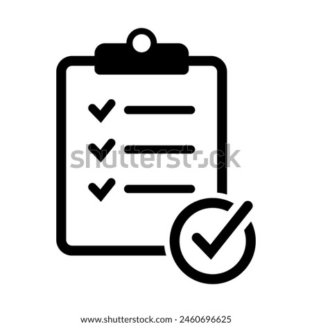 Clipboard with check mark icon isolated on background. Checklist sign symbol for web site and app design.