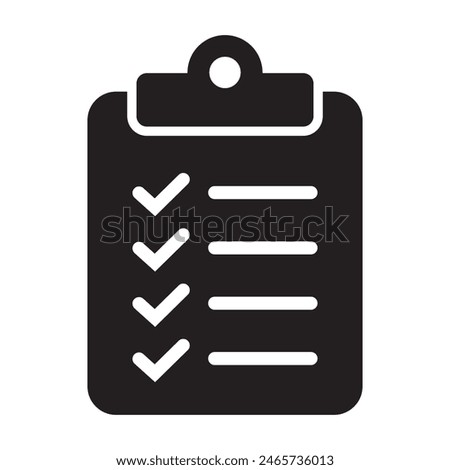 	
Clipboard solid icon flat style isolated on background. Checklist sign symbol for web site and app design.