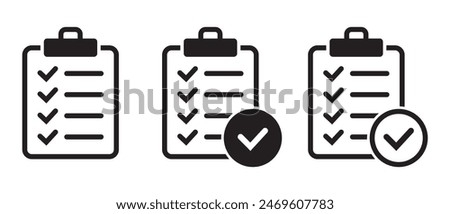 Clipboard with check mark icon isolated on background. Checklist sign symbol for web site and app design.