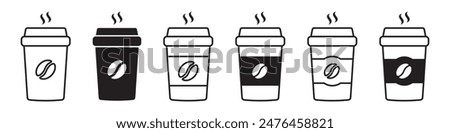 Hot coffee cup icon. Paper coffee cup icon isolated on white background.