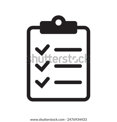 Clipboard icon. Checklist icon of an approved document. Project completed. Tasks icon. Task completed.