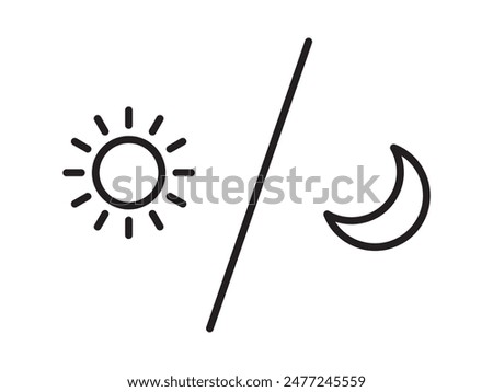 Sun and moon icon isolated on white background. Day and night line icon.