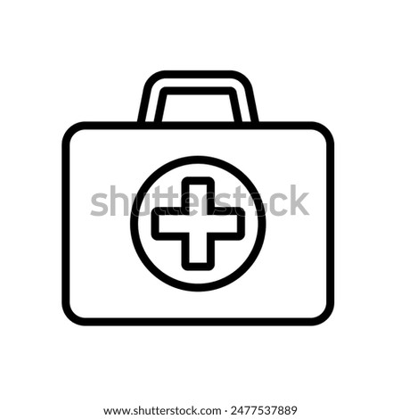 First aid box icon, medical briefcase line icon.