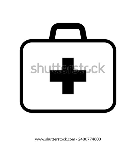 First aid box icon, medical briefcase icon.