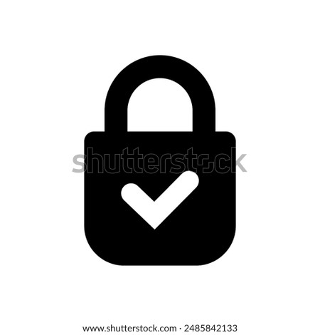 Lock icon, lock with tick, lock check mark, security icon.