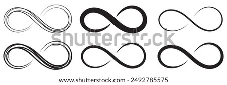 Hand drawn infinity symbol. Black infinity icon. Eternity, infinite, limitless and forever signs.