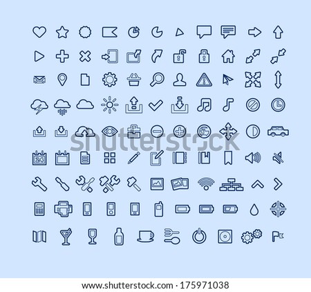 Line Vector Mini Icons Set for Web