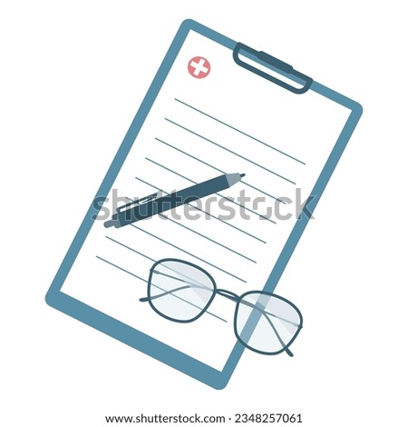 Medical report clipboard  , medical check form report, health checkup. Vector illustration on flat stile.