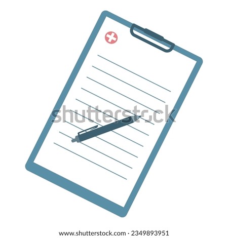 Medical report clipboard  , medical check form report, health checkup. Vector illustration on flat stile.