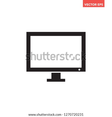 Black computer screen monitor icon for interface concept elements app ui ux web button logo, simple modern graphic glyphs flat design vector eps 10 isolated on white background