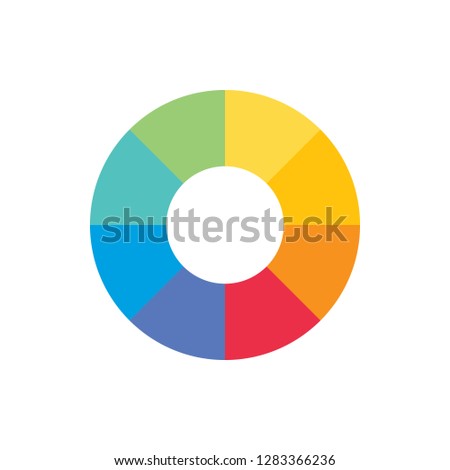Separate doughnut graph pie charts icon with 8 colourful parts. Morden flat design vector illustration circular diagram infographic for web banner logo button app ui ux isolated on white background
