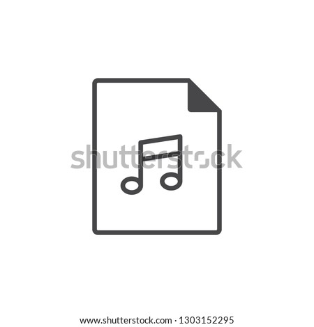 Black single line musical document data file format icon. Simple digital flat design vector pictogram vector for app ads web website button ui ux interface elements isolated on white background