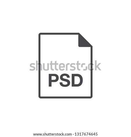Black single line PSD document data file format icon concept. Simple modern flat design element for app, ui, ux, web, button, interface. Glyph graphic vector eps 10 isolated on white background