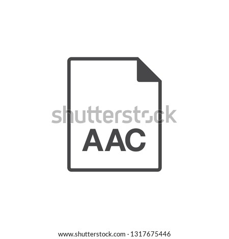 Black single line AAC document data file format icon concept. Simple modern flat design element for app, ui, ux, web, button, interface. Glyph graphic vector eps 10 isolated on white background