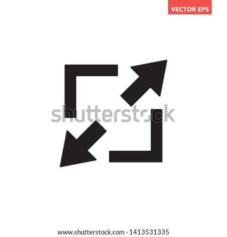 Black full screen size with arrows icon, simple direction interface concept elements, app ui ux web button logo, graphic flat design pictogram vector eps 10 isolated on white background