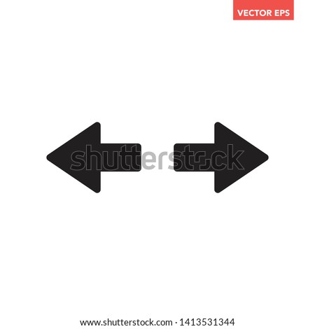 Black right left 2 sides arrow icon, simple double point directions interface element, app ui ux web button logo, graphic flat design pictogram vector isolated on white background