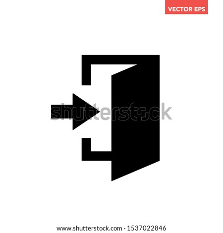 Black exit entry in arrow icon, signin login file share import export, modern simple flat design concept vector for app ads web banner button ui ux interface elements isolated on white background
